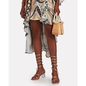 CULT GAIA Freya Metallic Leather Wrap Sandals Sz 37 US 7 $468 Sculptural Orb